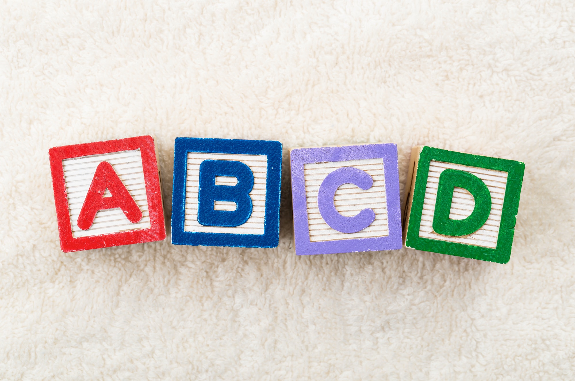 ABCD toy block representing the four Parst of Medicare